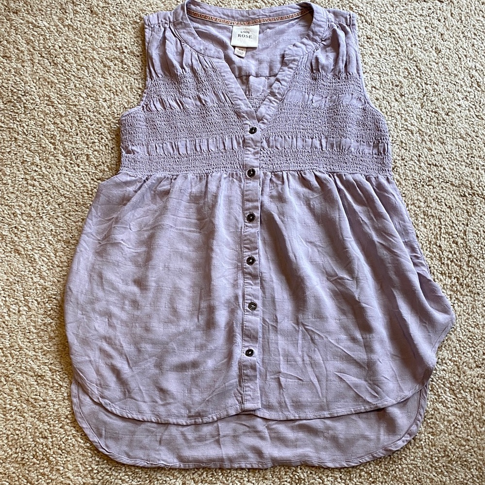 Knox Rose Lavender Sleeveless Button-Front Blouse